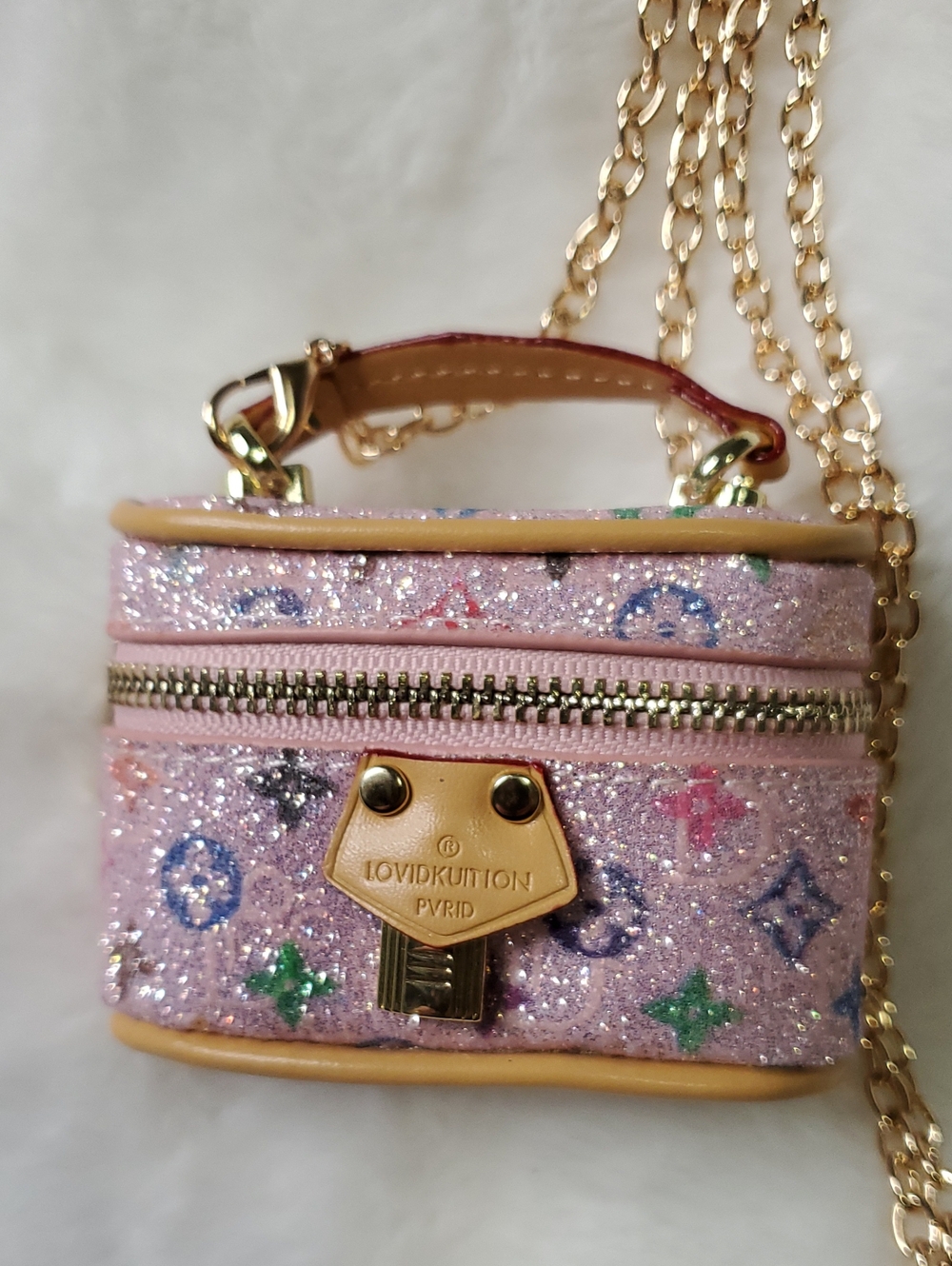 Pink Glitter Mini Crossbody Vanity Bag Or Airpods Case